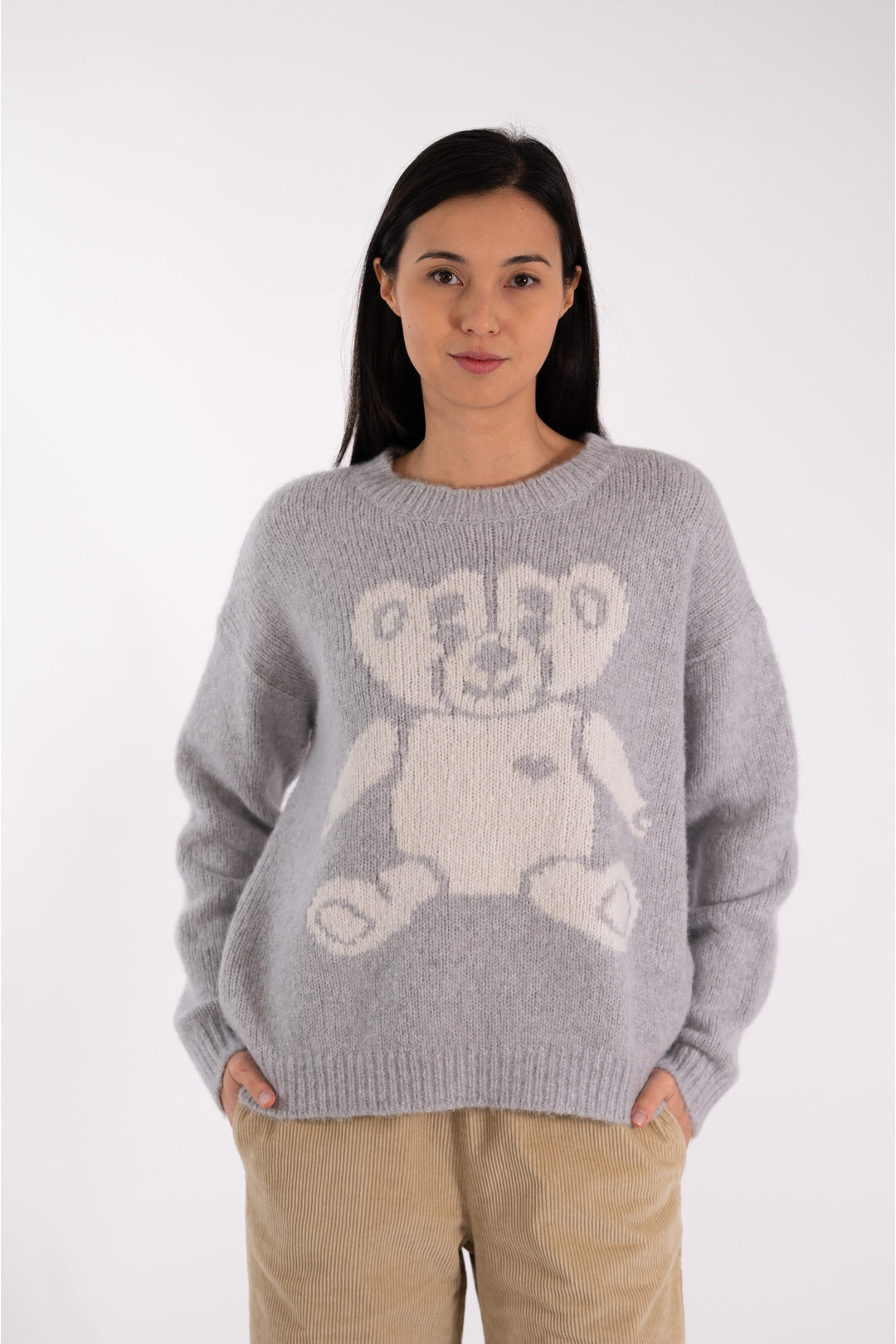 JEFF Grey Teddy Bear Jumper Women s Fashion by Katriona